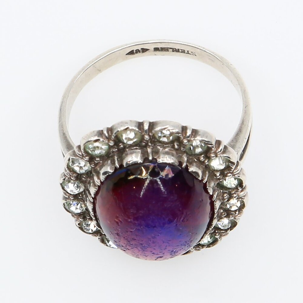 Antique Silver Dragons Breath With Paste Stones Georgian Revival Ring 1920s - Picture 8 of 10
